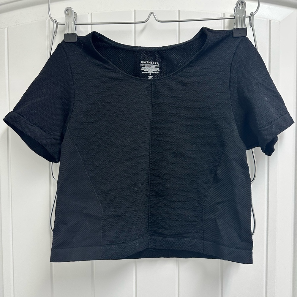 Athleta Black Shortcut Crop Tee Size Small